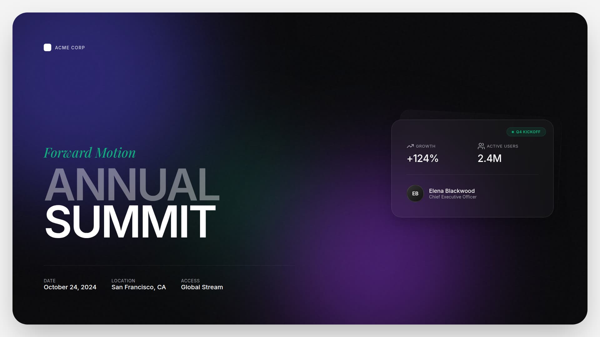 Annual company meeting title slide - Glassmorphism Stone style template