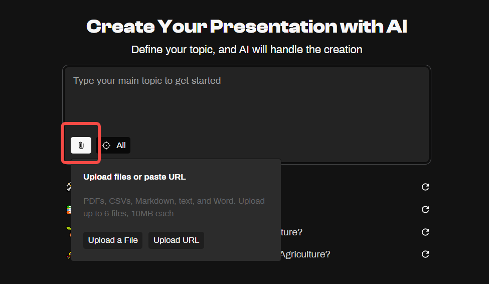 Step-by-step screenshot of PageOn.ai interface showing presentation creation process