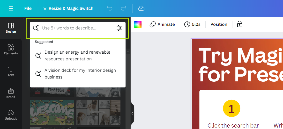 PageOn.ai user interface showing template selection and customization options