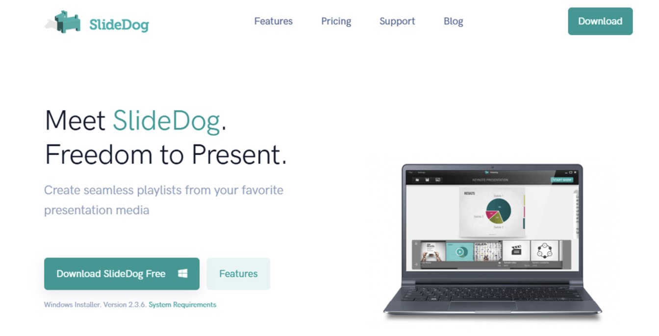 SlideDog interface showing multimedia presentation options