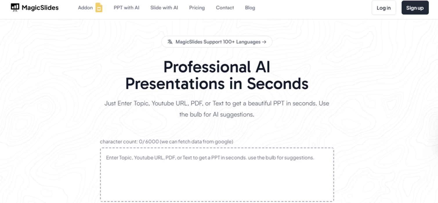 Magic Slides interface with template selection options